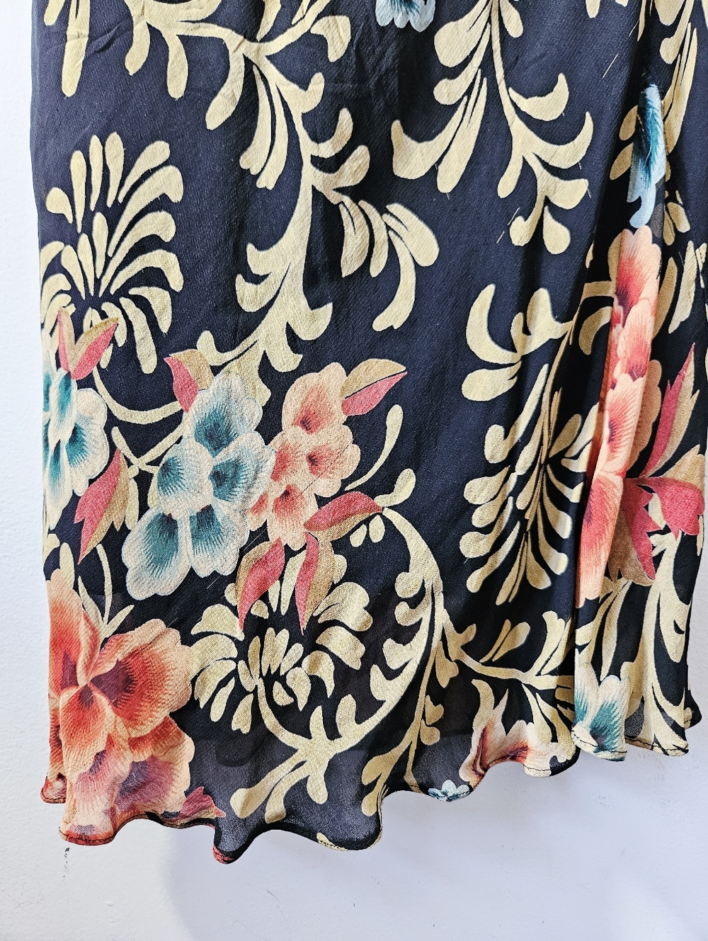 Vintage Y2K Nolita Floral Maxi Skirt Size L Ruffle Hem Sheer Overlay 90s - Picture 5 of 8